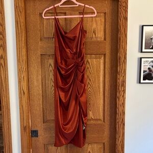 SHEIN Rust Satin Dress